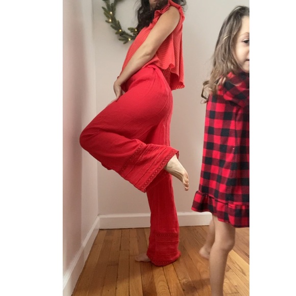 Anthropologie Saturday Sunday Red Embroidered Pant - Picture 1 of 5